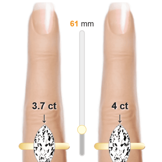 Image of the size comparison between 3.7ct Marquise and 4ct Marquise