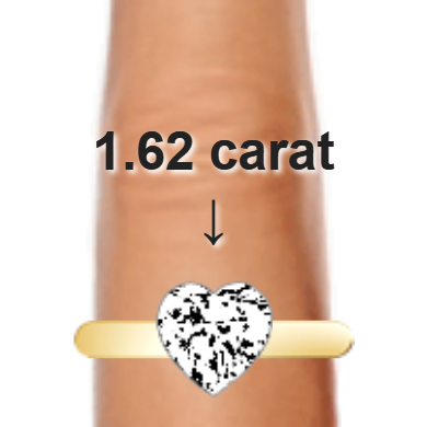 1.62ct heart diamond (7.71×7.71mm) shown on ring and finger