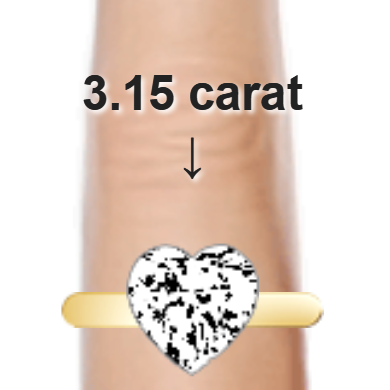 3.15ct heart diamond (9.62×9.62mm) shown on ring and finger