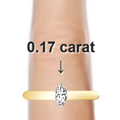 0.17ct marquise diamond (5.76×2.88mm) shown on ring and finger