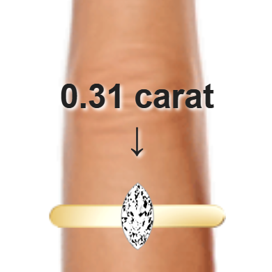 0.31ct marquise diamond (7.04&times;3.52mm) shown on ring and finger