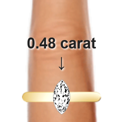 0.48ct marquise diamond (8.14×4.07mm) shown on ring and finger