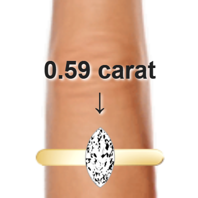 0.59ct marquise diamond (8.72×4.36mm) shown on ring and finger