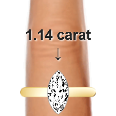 1.14ct marquise diamond (10.86&times;5.43mm) shown on ring and finger