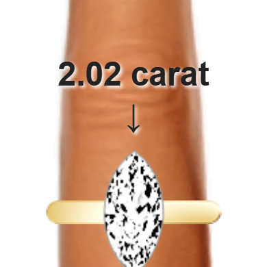 2.02ct marquise diamond (13.14&times;6.57mm) shown on ring and finger