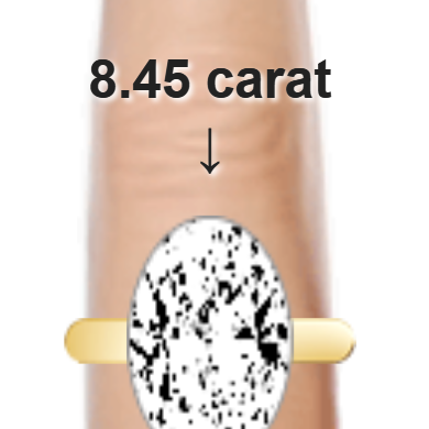 8.45ct oval diamond (16.53&times;11.02mm) shown on ring and finger