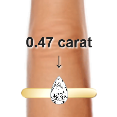 0.47ct pear diamond (7.04&times;4.24mm) shown on ring and finger