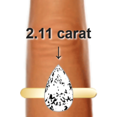 2.11ct pear diamond (11.6×6.99mm) shown on ring and finger