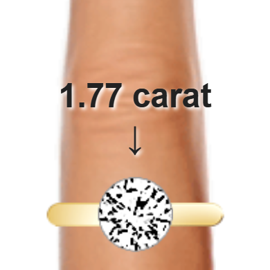 1.77ct round diamond (7.86×7.86mm) shown on ring and finger