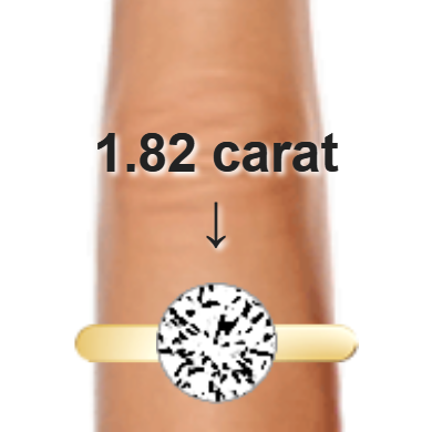 1.82ct round diamond (7.94&times;7.94mm) shown on ring and finger
