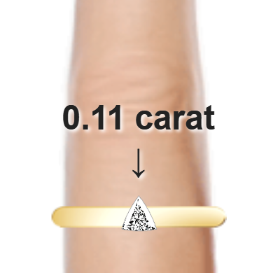 0.11ct trillion diamond (3.71&times;3.71mm) shown on ring and finger