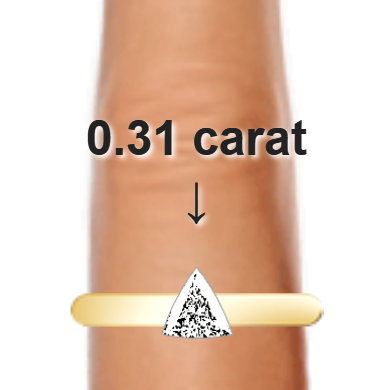 0.31ct trillion diamond (5.24×5.24mm) shown on ring and finger