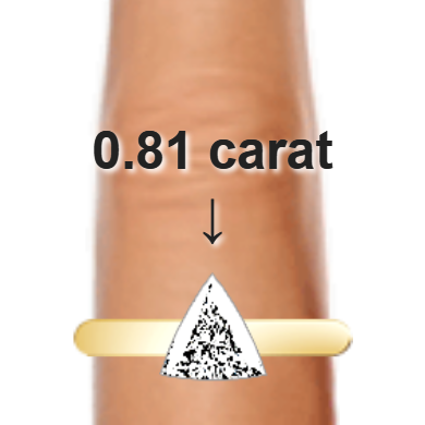 0.81ct trillion diamond (7.21&times;7.21mm) shown on ring and finger