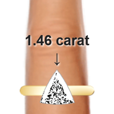 1.46ct trillion diamond (8.78&times;8.78mm) shown on ring and finger